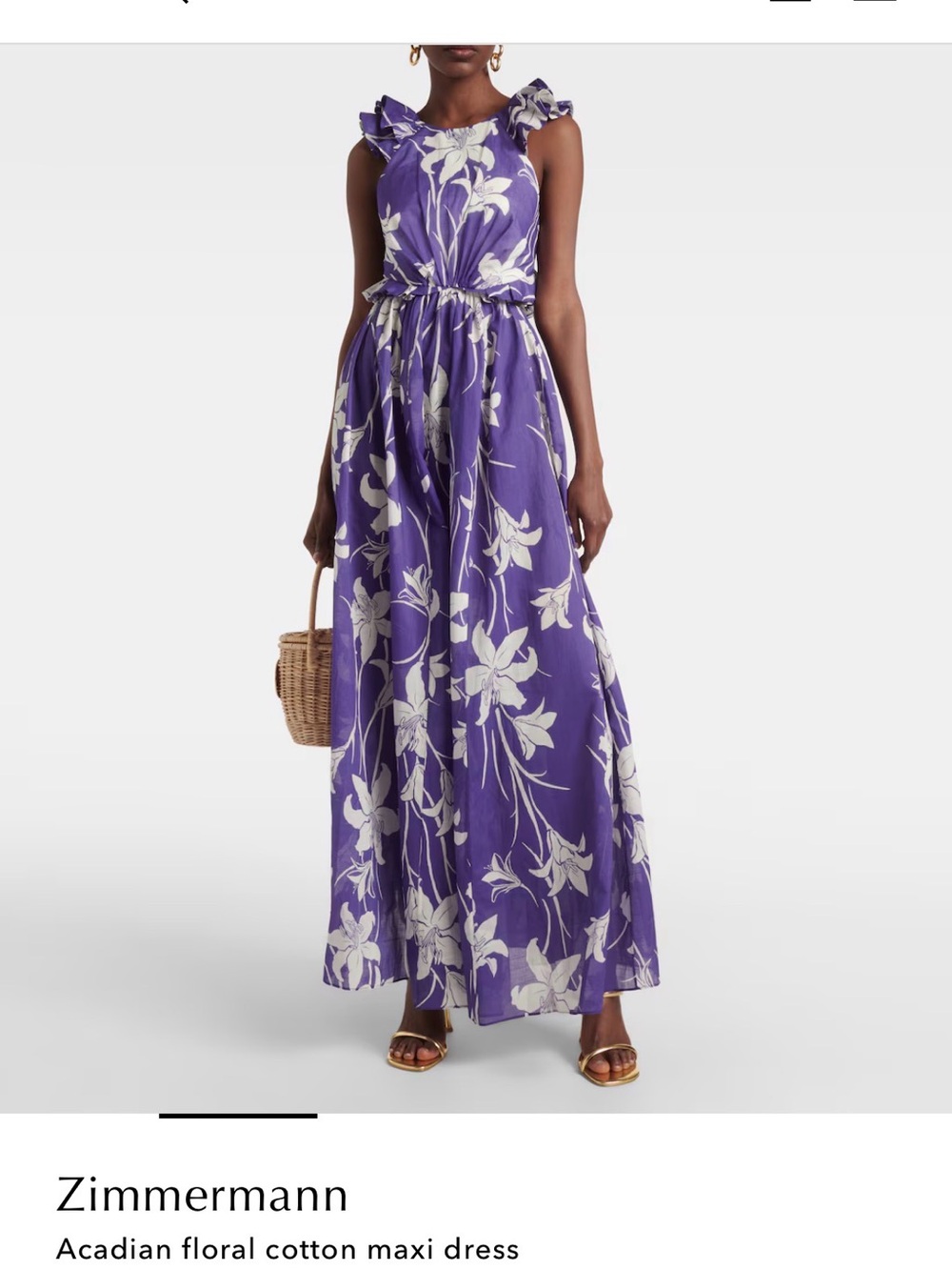 Zimmermann Purple and White Floral Cotton Maxi Dress